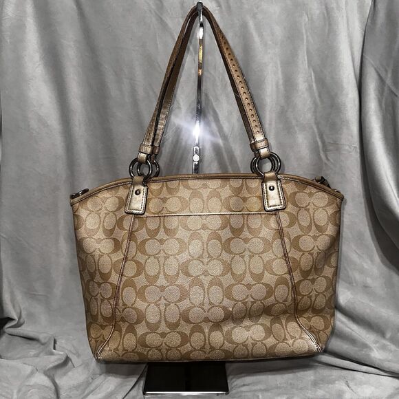 Authentic Coach Peyton Signature Shoulder Tote Bag 19816 Pink Gold Khaki - Picture 10 of 16